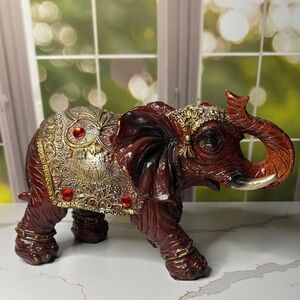 Decorative Elephant Figurine with Gold Accents